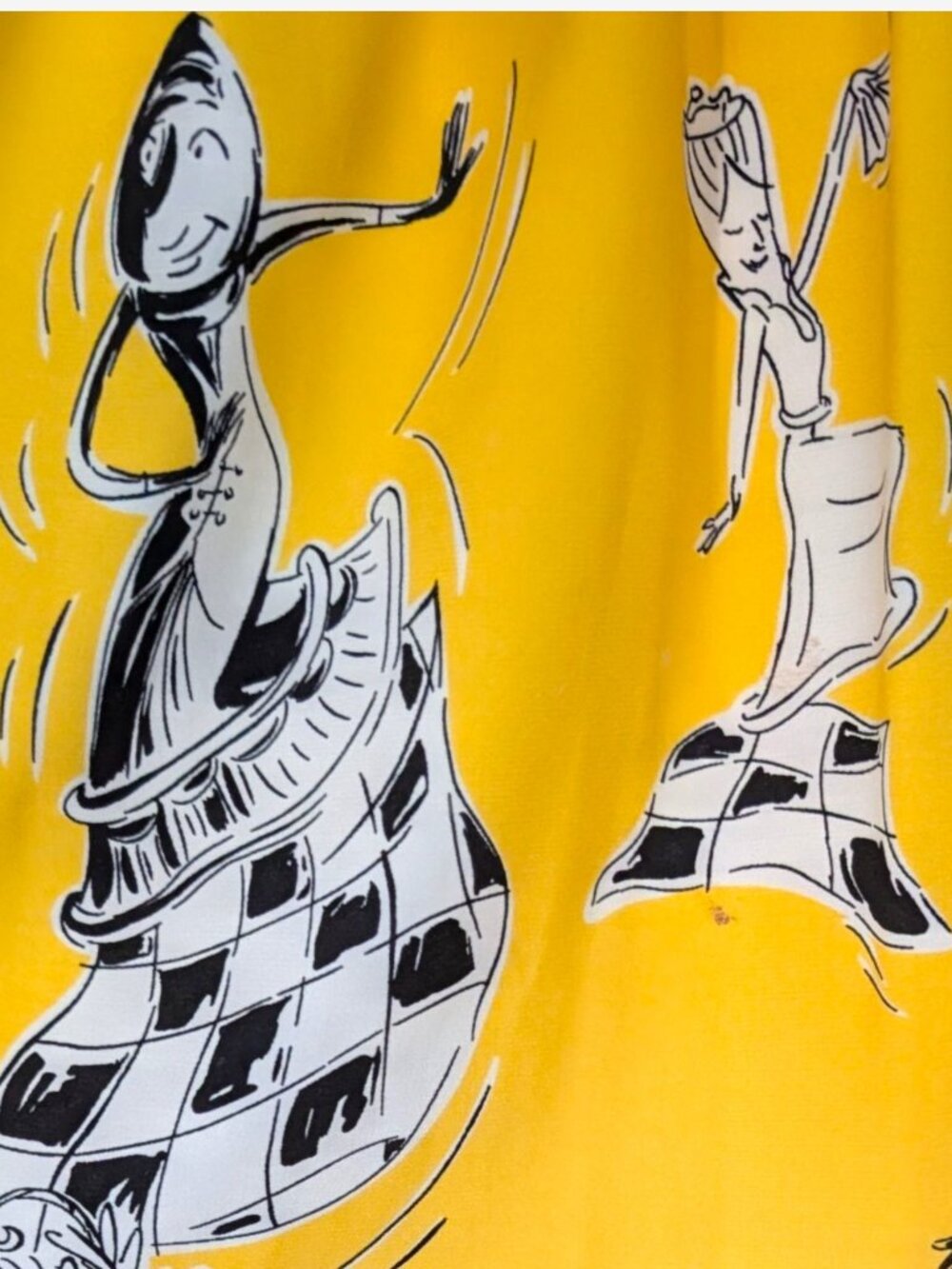 Moschino rare VTG 90's fairy grunge whimsy surrealism art chess yellow dress 6 - Picture 9 of 15